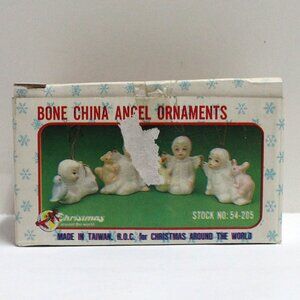 4 Christmas Around The World Bone China Angel Ornaments Ready to Hang
